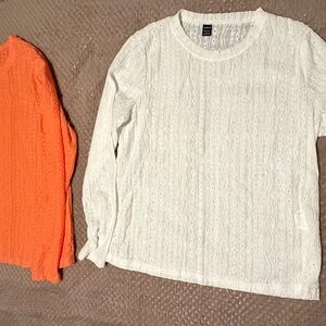 Chic White and Orange Women's Shirt Duo